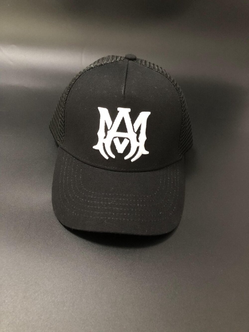 AMIRI Black Trucker Hat Embroidered AM Logo Unisex Sun Hat